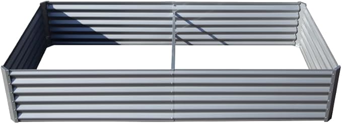 Heavy-Duty Galvanized Steel Raised Garden Bed for Outdoor Vegetable Fruit and Flower Planting – Rust-Resistant Metal Planter Box (6x3x1ft (Silver))