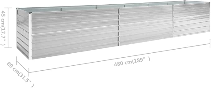 Metal Raised Garden Bed for Vegetables Outdoor Garden Raised Planter Box Backyard Patio Planter Raised Beds for Flowers Herbs Fruits Garden Raised Bed Galvanized Steel 189x31.5x17.7 Gray