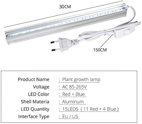 Fengyan Home Bulbs 1 Set AC85-265V LED Plant Light T5 Tube Plant Grow Light Full Spectrum LED Plant Grow Light Green Plant Household Lamp