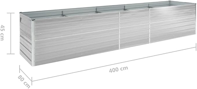 Garden Raised Bed Galvanized Steel 157.5x31.5x17.7 Gray
