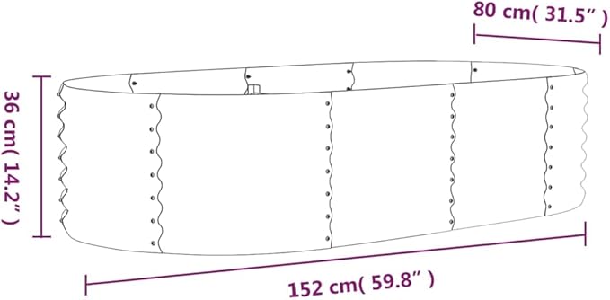 SKM Garden Raised Bed Powder-Coated Steel 152x80x36 cm Silver (Weight-6KG)