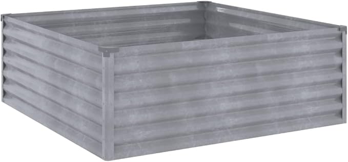 vidaXL Square Corten Steel Garden Raised Bed 39.4X39.4X14.2 in Durable Rustic Design Ideal for Flowers Vegetables and Herb Planting On Balconies Patios Or Gardens Planter Outdoor Metal