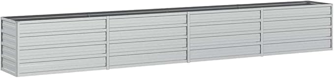 Galvanized Steel Raised Garden Bed Large Silver Metal Outdoor Planter Box 126x16x18 Inch Durable Kit for Vegetables Flowers Herbs Patio Backyard