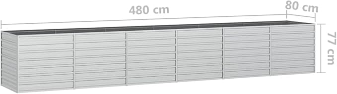 Garden Raised Bed Garden beds Outdoor Planter Boxes Outdoor Plant pots Suitable for Backyard Patios Flowers Restaurants 189x31.5x30.3 Galvanized Steel Silver