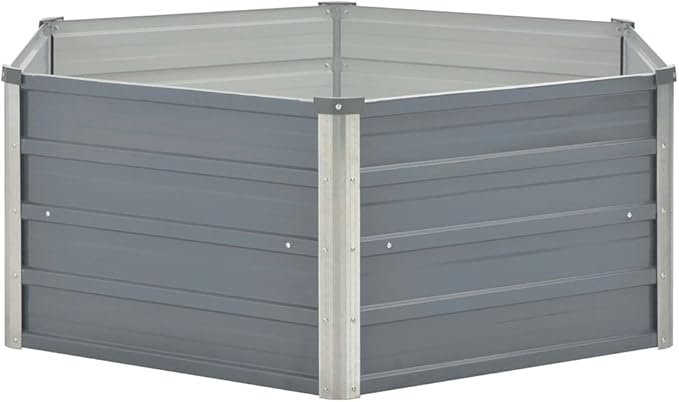 Outdoor Metal Raised Garden Bed for Vegetables Flowers Herbs Galvanized Planter Raised Garden Boxes Outdoor 50.8x50.8x18.1 Galvanized Steel Gray-159