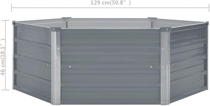 Outdoor Metal Raised Garden Bed for Vegetables Flowers Herbs Galvanized Planter Raised Garden Boxes Outdoor 50.8x50.8x18.1 Galvanized Steel Gray-159