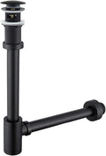 RANDOM Black Brass Bottle P Trap with Pop Up Drain Stopper with Overflow11.81″ Slip Joint Extension Tube Adjustable Bathroom Basin Sink Waste Drain Trap Kit 1 1/4
