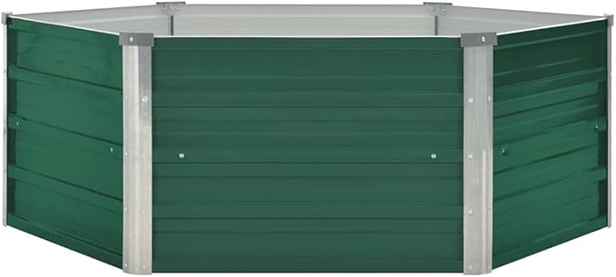 Outdoor Metal Raised Garden Bed for Vegetables Flowers Herbs Galvanized Planter Raised Garden Boxes Outdoor 50.8x50.8x18.1 Galvanized Steel Green-162