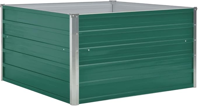 Outdoor Raised Garden Bed Galvanized Steel Square Planter Box Outdoor Raised for Gardening Vegetables Flowers 39.4x39.4x17.7 Galvanized Steel Green