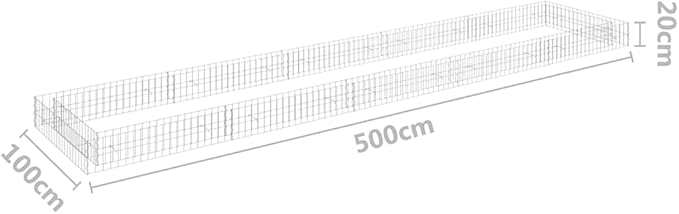 Gabion Raised Bed Silver Galvanized Steel Large Rectangular Metal Planter for Outdoor Plants Durable Garden Bed for Gardening 196.9 x 39.4 x 7.9 Inch