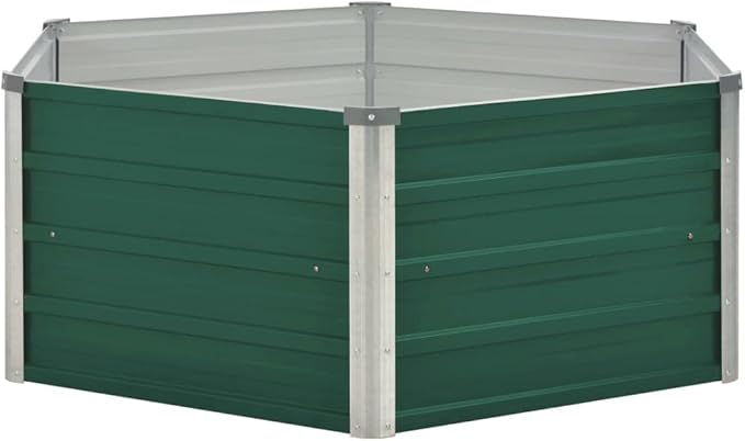 Outdoor Metal Raised Garden Bed for Vegetables Flowers Herbs Galvanized Planter Raised Garden Boxes Outdoor 50.8x50.8x18.1 Galvanized Steel Green-162