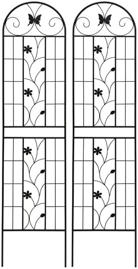 2 Pack Garden Trellis for Climbing Plants (86.7 H x 19.7 W) - Sturdy Rustproof Galvanized Metal with Powder Coating Outdoor Plant Support &amp Garden Screen/Corner for Roses Ivy Vines (Black)