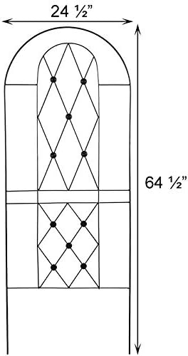 American GardenWorks Button Trellises Black 64.5 H 3 Pack – Steel Garden Trellises with Diamond Lattice &amp Button Motif – Durable Outdoor Trellis for Climbing Plants Roses Clematis &amp More