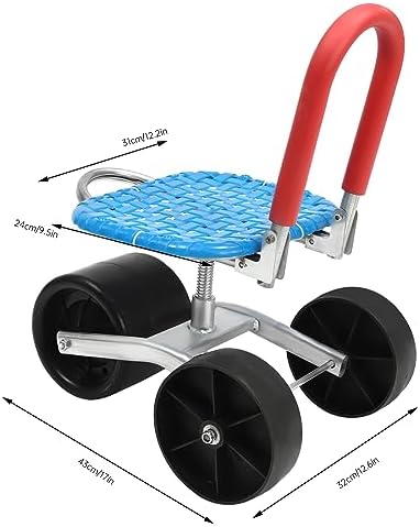 Garden Cart Rolling Stool 360° Rotatable 150KG / 330.69 lbs Capacity Rolling Garden Seat with Wheels for Patio Yard Orchard Farmland