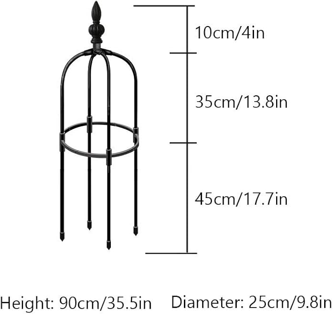 Garden Trellis Outdoor Plant Support Trellis for Potted 35.5 59 71 82.7 H Plants Climbing Vine Rose Flower Clematis Garden Obelisk Trellis Stand Black 1pc ( Size : 9.8/25cm Dia. x 35.5/90cm H