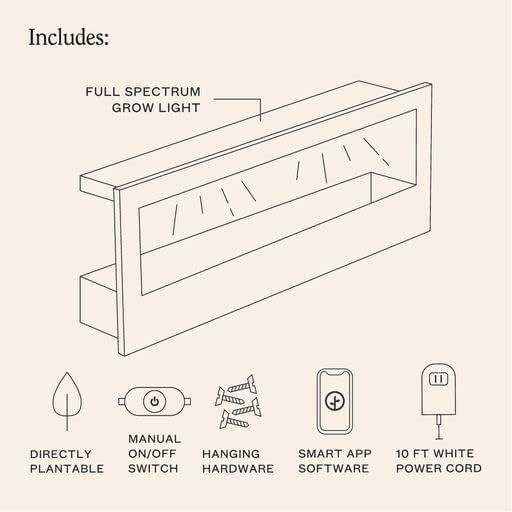 Modern Sprout Smart Landscape Growframe Wall Mounted Planter with LED Grow Light -Black