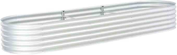 Garden Raised BedOutdoor Galvanized Planter Overhead Garden Box for VegetablesPlantsFlowersHerbsFruits Large Metal Raised Garden Beds 126x31.5x17.3 Galvanised Steel Silver