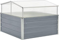 Galvanized Steel Elevated Garden Bed 39.4 in Square Stackable Raised Planter Box for Vegetables &amp Flowers Outdoor Patio Raised Bed with Adjustable Panels &amp Drainage