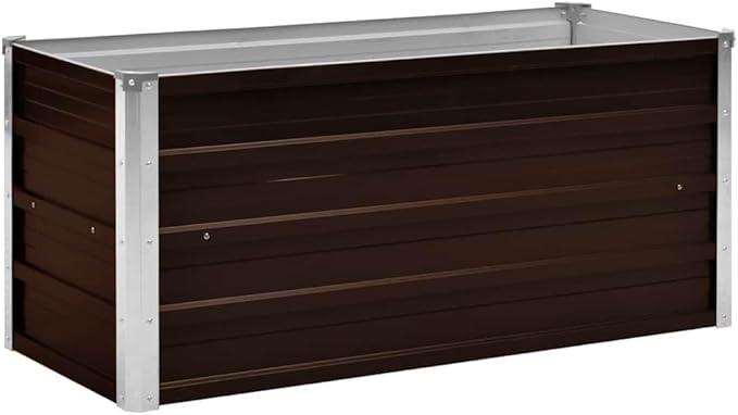 Garden Raised Bed Outdoor planters Garden Bed Planter Boxes Outdoor Suitable for Backyard Patios Flowers Restaurants Brown 39.4x15.7x17.7 Galvanized Steel