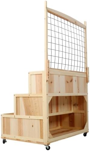 3-Tiers Raised Garden Bed with Trellis 53 H Vertical Planter Box with Wheels &amp Back Storage Area for Flowers Vegetables Herbs Natural