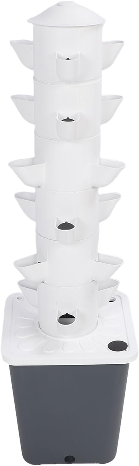 Vertical Hydroponic Growing System Space Saving 18 Hole Hydroponic Tower with 10L Watertank for Home (US Plug)