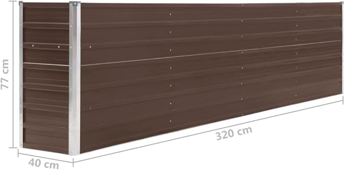 Outdoor Raised Garden Bed Deep Root Box Planter Galvanized Steel Planter Box for Planting Outdoor Plants Vegetables 126x15.7x30.3 Brown