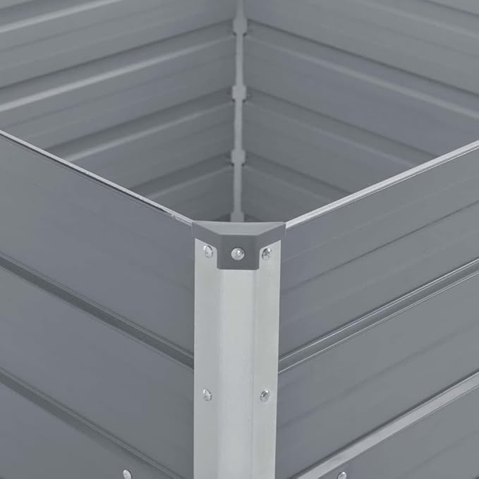 YAFF Raised Garden Bed 39.4x39.4x30.3 Galvanized Steel Gray (19.58lbs)