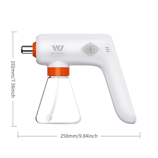 Cordless Electric Disinfection Fogger Detachable Stainless Steel Nozzle 3-Gear Adj 14.2oz Sanitizer Atomizer Blue Light Nano Spray Gun for Place Cleaning/High-Touch Item Contactless Sanitization