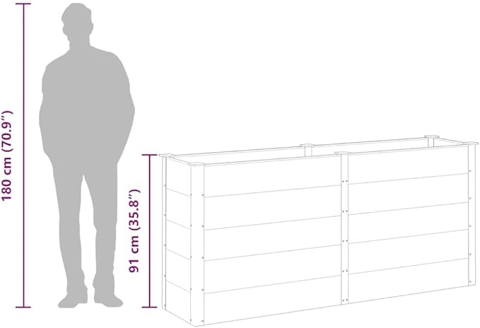 vidaXL Raised Garden/Flower Bed - Gray WPC/Steel Weather- Modern Design 78.7 x 19.7 x 35.8