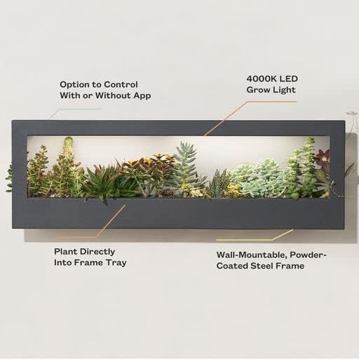 Modern Sprout Smart Landscape Growframe Wall Mounted Planter with LED Grow Light -Black