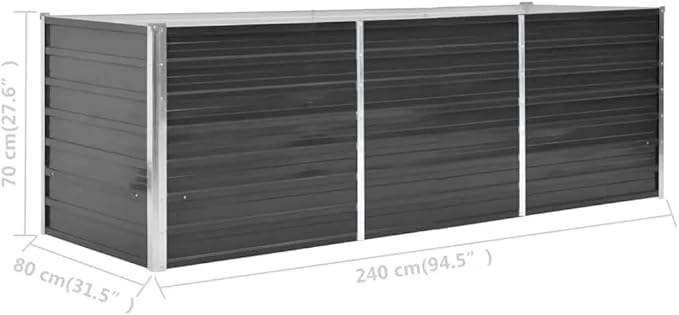 YAFF Garden Raised Bed Anthracite 94.5x31.5x30.3 Galvanized SteelAnthracite