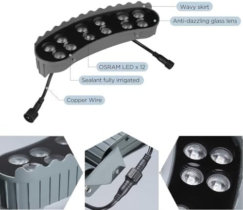 Outdoor LED Ring Lights for Tree Roots Uplighting IP65 Waterproof Landscape Lighting Kit 12W 1160LM 24V Wired Spotlights (3000K 8 Lights) for Garden Decor