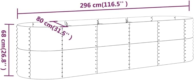 SKM Garden Raised Bed Powder-Coated Steel 116.5x31.5x26.8 Silver (17.46 KG/38.412 LBS)