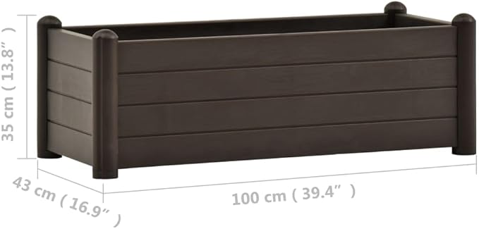 Garden Raised Bed Planter Boxes Outdoor Garden Bed Raised Planter Suitable for Restaurants Flowers Backyard Patios PP Mocha 39.4x16.9x13.8