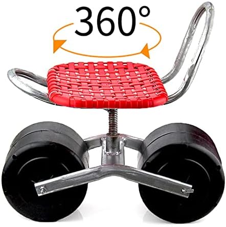 Garden Cart Rolling Work Seat Garden Cart Stool with Umbrella Bracket But Not Include Umbrella (Color : Red) (Red)