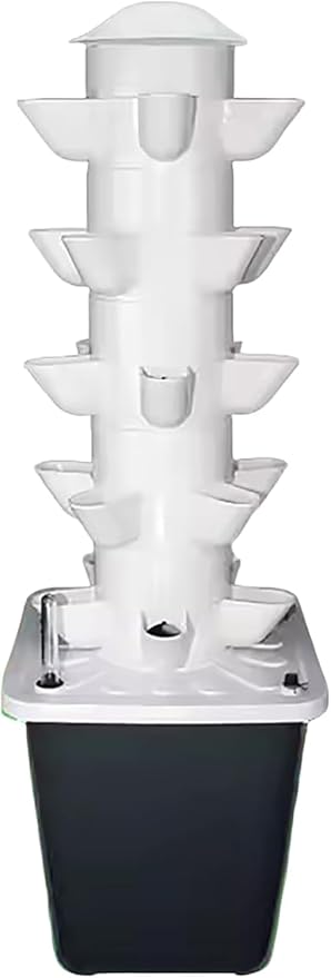 25 Pods Hydroponics Growing System Tower 5-Layer Vertical Vegetable Aeroponic Tower Kit with Pump System Timer for Indoor Gardening
