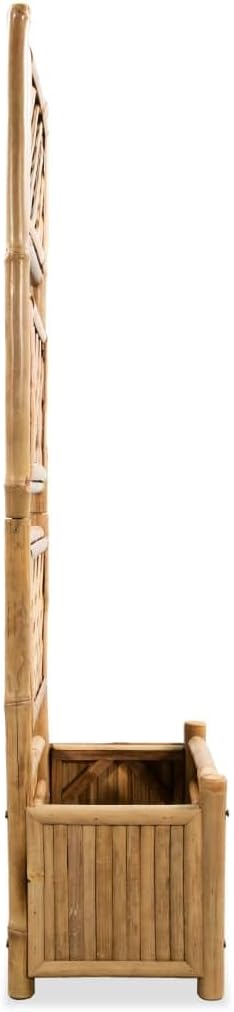 Natural Bamboo Garden Raised Bed with Trellis Outdoor Planter Trellis Box for Climbing Plants 15.7 x 11.8 x 53.1-912