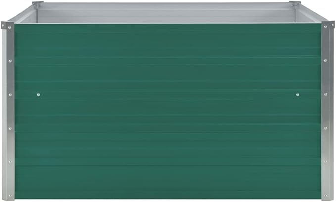 Outdoor Raised Garden Bed Galvanized Steel Square Planter Box Outdoor Raised for Gardening Vegetables Flowers 39.4x39.4x17.7 Galvanized Steel Green