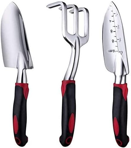 Farm Tool Set Three-Piece Aluminum Alloy Garden Tool Set Gardening Tools(Red 3 Piece Set)