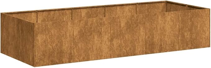 Extra-Large 78.7 in Weathering Steel Rectangular Raised Garden Bed Planter Box Rustic Brown Outdoor Raised Bed for Patio &amp Garden with Open Bottom Drainage