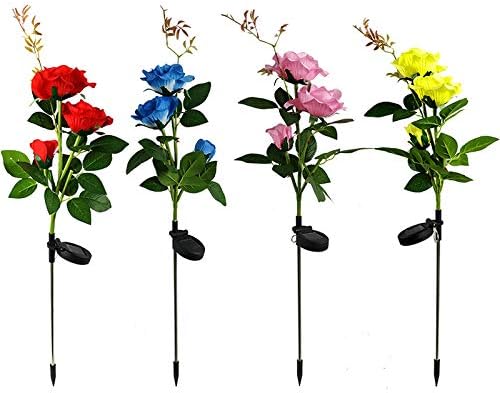 Plant Growing Lamps Solar Flower Light Rose Flower Lamp Led Solar Light for Garden Decoration Waterproof Outdoor Landscape Lawn Lamp for Patio Yard(1)