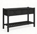 Elevated Wood Planter Box with Storage Shelf &amp Liner Raised Garden Bed with Drainage Holes Complete Gardening Solution for Patio Deck &amp Backyard (Black)