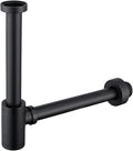 RANDOM Brass Round Bottle P Trap 1 1/4Raise and Lengthen Adjustable Basin Sink Waste Drain Trap Kit Matte Black.RD-83888MB-L