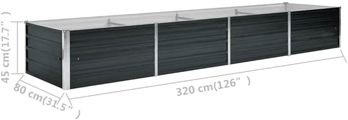 Galvanized Raised Garden Bed 126x126x17.7 Anthracite Large Metal Elevated Planter Box for Outdoor Vegetables Flowers on Patio Backyard