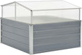 Garden Raised Bed with Greenhouse Outdoor Planting Boxes Suitable for Indoor and Outdoor Flowers and Plants 39.4x39.4x33.5 Gray