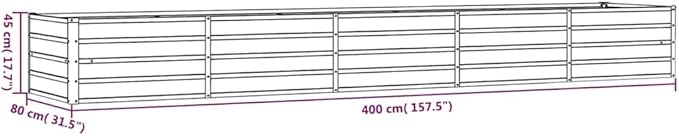 vidaXL Garden Raised Bed Planter - Outdoor Flower Box - y corten Steel - 157.5 x 31.5 x 17.7