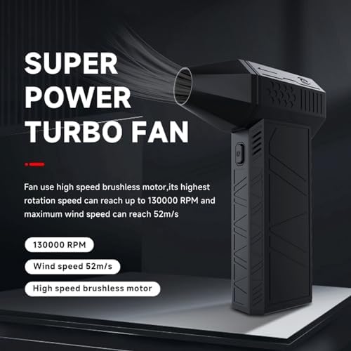 Super Powerful Turbo Fan Brushless with USB Rechargeable for Dust Snow Blowing 130000RPM Handheld Electric 52m / S Wind Speed Duster Fan