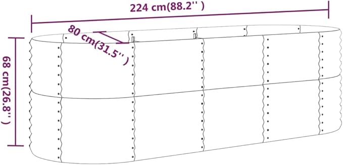 SKM Garden Raised Bed Powder-Coated Steel 88.2x31.5x26.8 Anthracite (14.38 KG/31.636 LBS)