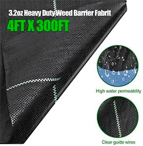 4ft x300ft Black Weed Barrier Landscape Fabric Heavy Duty 3.2OZ French Drain Fabric Ground Cover Weed Cloth for Erosion ControlOutdoor Gardening Weed Control Mat