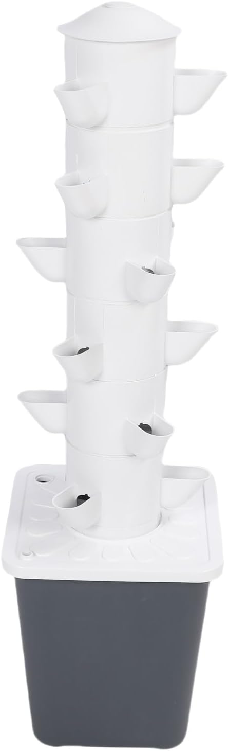 Vertical Hydroponic Growing System Space Saving 18 Hole Hydroponic Tower with 10L Watertank for Home (US Plug)